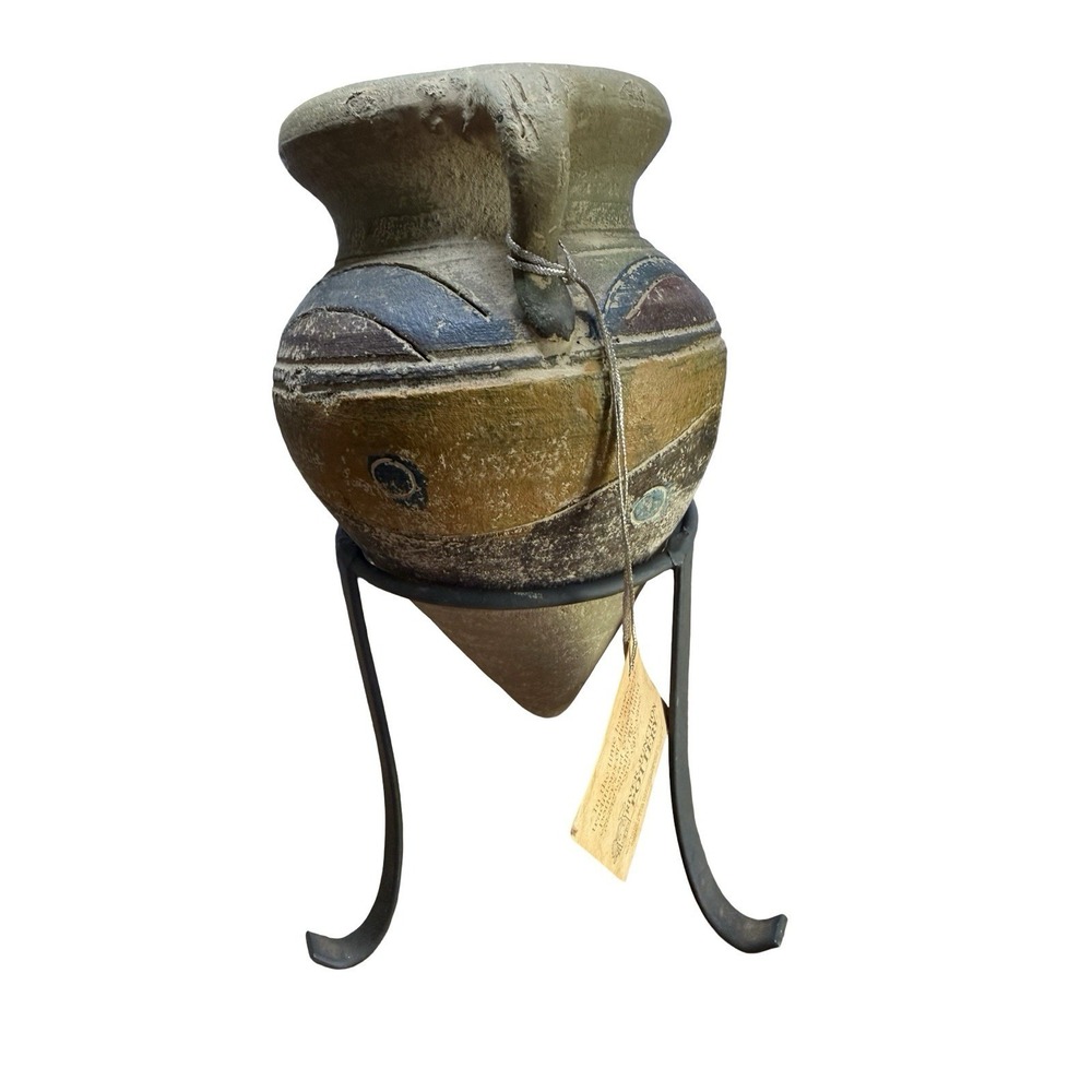 VTG River Junction Pottery‎ Handmade Southwest Style Pot Vase W/stand